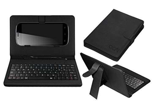 Acm Keyboard Case Compatible with Karbonn Smart A26 Mobile Flip Cover Stand Plug & Play Device for Study & Gaming Black