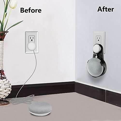 Google Home Mini Mount，Caselover Home Mini Outlet Wall Mount Hanger Stand for Voice Assistants,without Messy Wires or Screws (Black, 1) 6