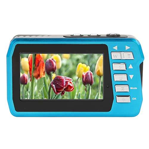 Dual Screen Digital Camera, 4K 30Fps 56MP 18X Video Recording Camera Built in Microphone, Dual Screen, Continuous Shooting, 10ft Waterproof, with 1700mAh Battery 1