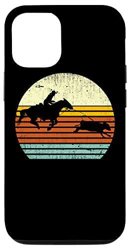 Western Cow Horse Calf Roping Retro Sun Style Case for iPhone 12/12 Pro 1