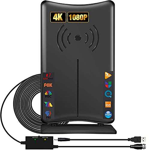 TV Antenna Indoor/Outdoor Digital HDTV Antenna Long 280Miles Range with Smart Switch Amplified Signal Booster, Support 4K 8K 1080P Fire Stick Smart TV and All TV's-17FT Coax Cable/AC Adapter 1