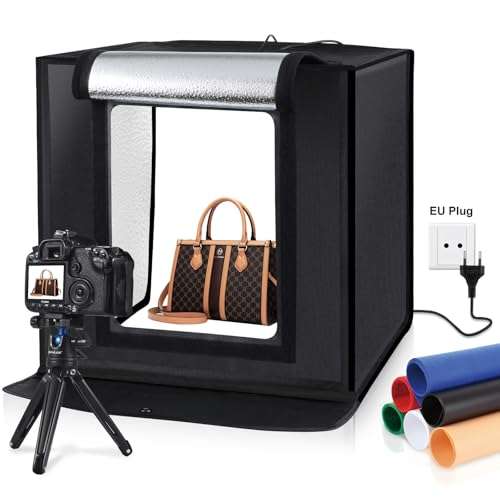 Portable Photo Studio Box - PULUZ 16 inch 40cm Portable Photography Light Tent, Professional Foldable Shooting Lighting Softbox with 2x32 LED Lights & Three-Color Backdrops for Product Display 1