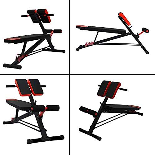 Kobo EB-1013 Steel Multi Function Imported 10 Exercises Adjustable Dumbbell Bench with Preacher Curl for Home Gym (Black/Red), Incline, 140 kg Limit 5