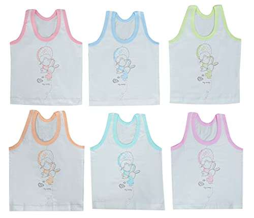 GURU KRIPA BABY PRODUCTS Kids Vest Infants Sando Unisex Sleeveless Regular Fit Undershirts for Boys Girls Hosiery Inner for Baby Cotton Inner Wear Sando Unisex Baby Vest 6-12 Month Pack of 6 White