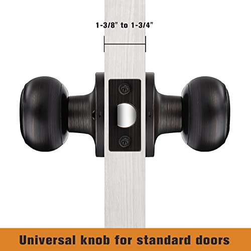 Probrico Interior Door Knobs for Hall Closet, Passage Door Knobs Door Handles, Keyless Non-Locking Handles, Oil Rubbed Bronze, 4 Pack 5