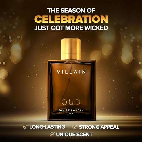 VILLAIN Oud Eau De Parfum for Men, 100ml| Super Long Lasting Premium Fragrance| Oudh Perfume| Oriental, Smoky, Spicy| Attar Like Scent for Luxury and Richness| Bold and Strong Aroma 3