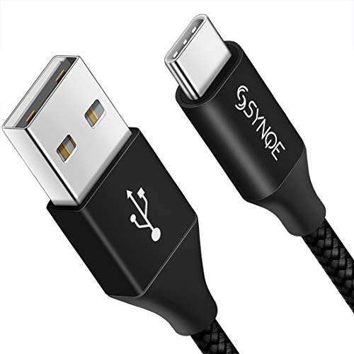Synqe USB Type C Fast Charging Cable Charger Cord 3A QC 3.0 Data Cable Compatible with Samsung Galaxy S10e S10 S9 S8 S20 Plus, Note 10 9 8, A20e A40 A50 A70, Moto G7 G8 (1M, Black) 2