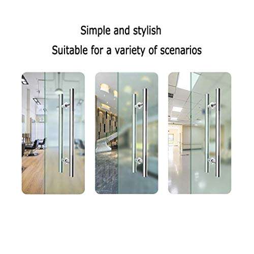 XLAHD Bathroom Shower Door Handle, Heavy Duty Brushed 304 Stainless Steel Round Tube Commercial Glass Door Handle/Push-Pull Door Handle 6040cm 6
