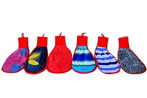 SKreations Digital Set of 3 Doubled Sided Printed Soft Cotton Hanging Hand Towel for wash Basin and Kitchen Sink