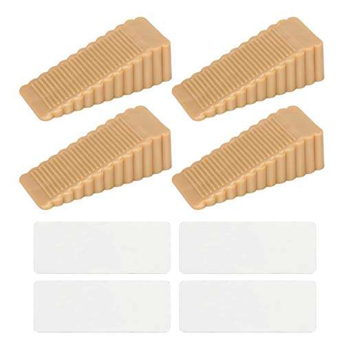 4 Pack Rubber Door Stopper - Door Stop Wedge, Keeps Doors Open, No Sliding or Marking Floors - Blocker for Hotel, Home, or Office (Brown) 1
