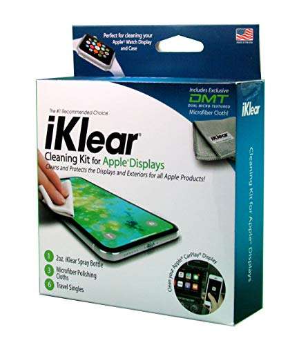 iKlear Premium Screen Cleaner Kit - Made in USA 2 oz Spray Bottle, Large Microfiber "Chamois" Cloth, 2 Travel Size DMT Microfiber Cloths Streak-Free Cleaning for Screens, Laptops, Tablets, TVs, 3