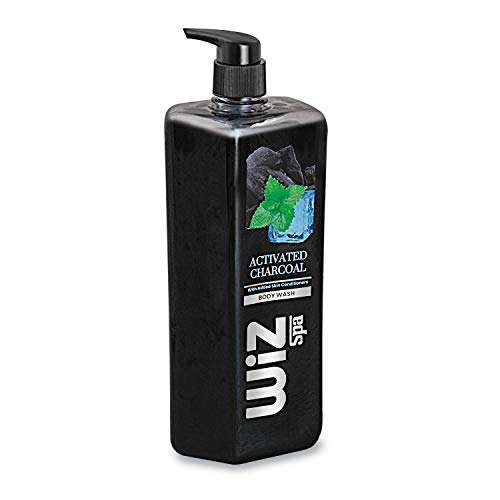 wiz LIQUID SOAP Activated Charcoal Spa Body Wash Dispenser, 900ml, Exfoliating Beads & Added Skin Conditioners, Clean Moisturized Skin 1