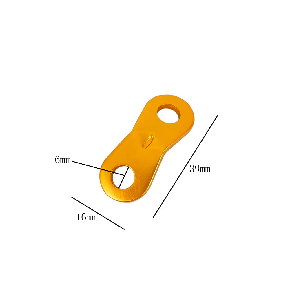 12 Pieces Cord Adjuster Tent Tensioners Guyline Cord Adjuster Rope Adjuster Aluminum Alloy Wind Rope Buckle 2 Hole Rope Guyline Adjuster for Tent Camping Hiking, Golden 3