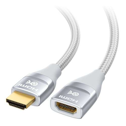 Cable Matters 48Gbps Ultra HD 8K HDMI Extension Cable - 3.3ft / 1m, Supports [8K@60Hz / 4K@240Hz with HDR], HDMI Male to Female Extender Cable, Titanium Silver 1