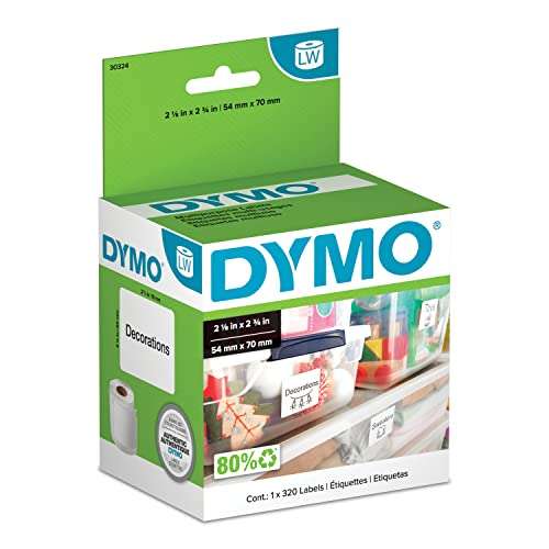 DYMO Authentic LW Large Multi-Purpose Labels for LabelWriter Label Printers & LW Multi-Purpose Labels for LabelWriter Label Printers, White, 1'' x 2-1/8'', 1 roll of 500 (30336) 2