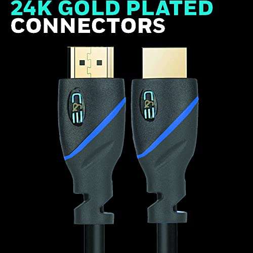 C&E High Speed HDMI Cable Male to Male with ethernet Black (1.5 Feet/0.5 Meters) Supports 4K @ 30Hz HDMI High Speed 10.2 Gbps-30AWG - Compatible with Xbox PS3 PS4 Pro nVidia AMD Apple TV 4K (2 Pack) 4