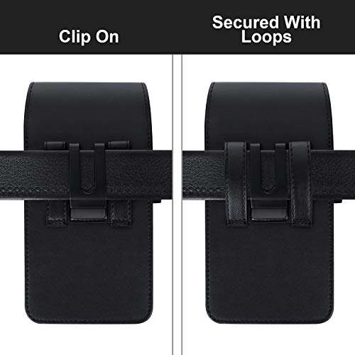 Mopaclle Cell Phone Holster for Samsung Galaxy Note 20 Ultra Note 10 Plus Note 8 9 A12 A52 A54 A73 A03s, 15 Plus 14 Pro Max 11 Pro Max Leather Belt Case with Belt Clip Phone Holder Pouch, Black 3