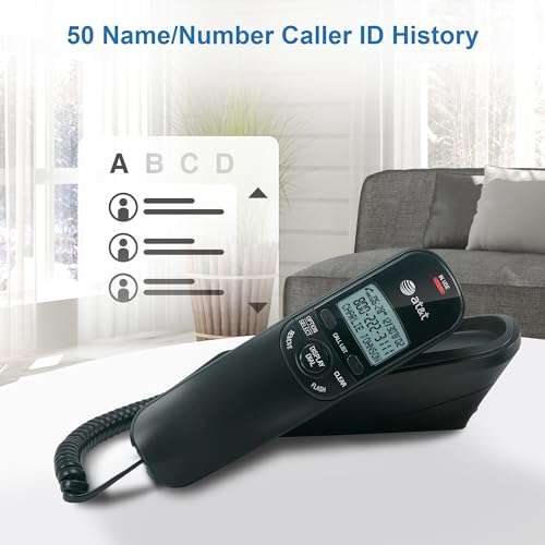 AT&T TR1909B Trimline Corded Phone with Caller ID, Black 4