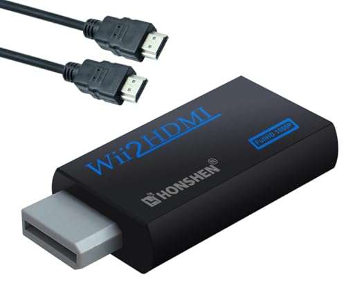 HONSHEN Wii to HDMI Converter Adapter with 3ft HDMI Cable Output Video Audio with 3.5mm Jack Audio Supports All Wii Display Modes (NTSC 480I, 480P,PAL 576I), Compatible with Full HD Devices (White) 1