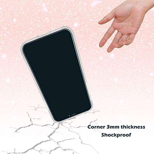 uCOLOR Case Compatible with iPhone 11 Pro 5.8 inch Rose Gold Glitter Pink White Marble Marble Protective Case Slim Soft TPU Silicone Shockproof Cover Compatible iPhone 11 Pro 2019 6