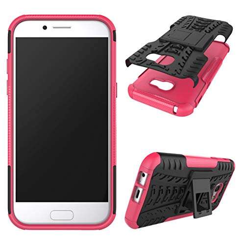 QIVSTAR for Samsung Galaxy A5 2017 Heavy Duty Combo Hybrid{PC+TPU} Case Cool Style Armor Anti-Fall Case with Kickstand for Samsung Galaxy A5 2017, Hyun-Pink 3