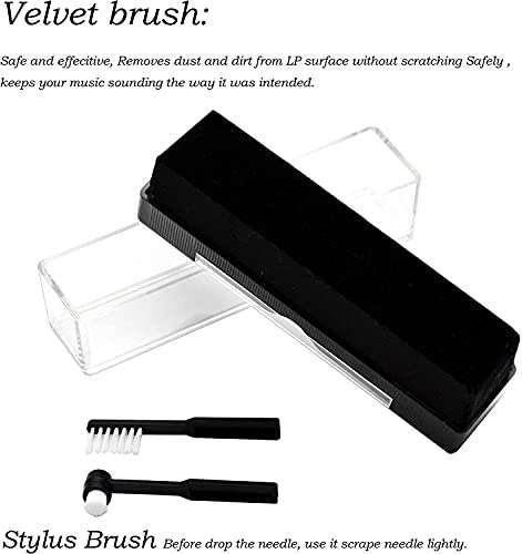 Anti-Static 200ML (6.7oz) Audiophile LP Vinyl Record Cleaning Brush Kit Velvet Record Brush, XL Cleaning Liquid, Stylus Brush Travel Pouch 5
