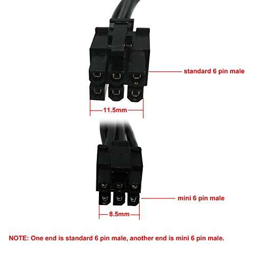 COMeap Mini 6 Pin to 6 Pin PCI Express Video Card Power Adapter Cable for Mac Pro G5 14-inch(35cm)(Pack of 2) 2