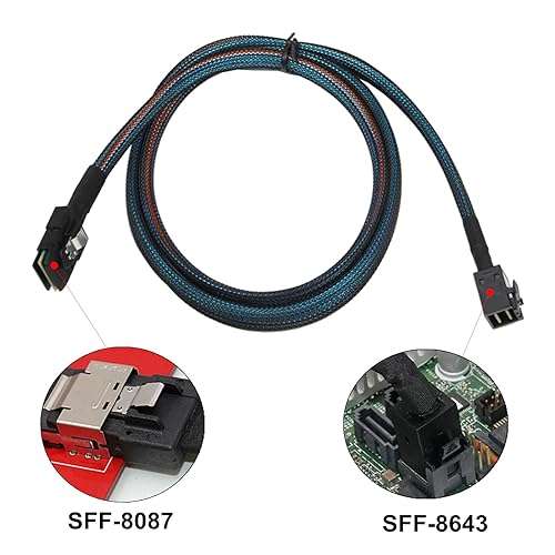 Heretom Internal Mini SAS HD Cable - SFF-8643 to SFF-8087, 3.3ft (1M), Compatible with RAID or PCI Express Controller 2