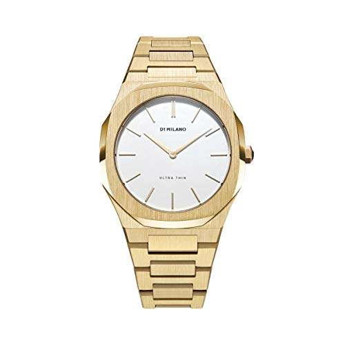 D1 Milano Stainless Steel Ultra Thin Analog Silver Dial Women Watch-Utbl03, Gold Band
