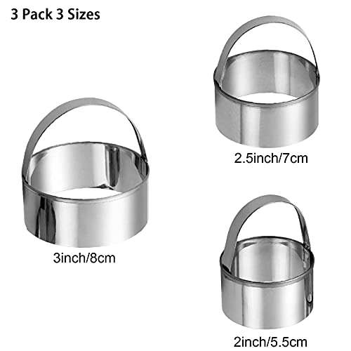 ManYee Biscuit Cutter Set of 3 Stainless Steel Round Cookies Cutter Fondant Cutters with Handle Professional Baking Dough Tools for Biscuit Pastry Bread Pancake 2/2.5/3 Inch Festival Party Banquet 6