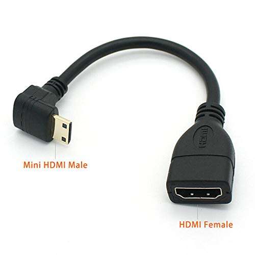 Tivid 15CM Mini hdmi 90 Degree Adapter Mini hdmi Right Angle Male to HDMI Female Cable Adapter Connector Support 1080P Full HD, 3D (0.15m, Downward Angle). 6