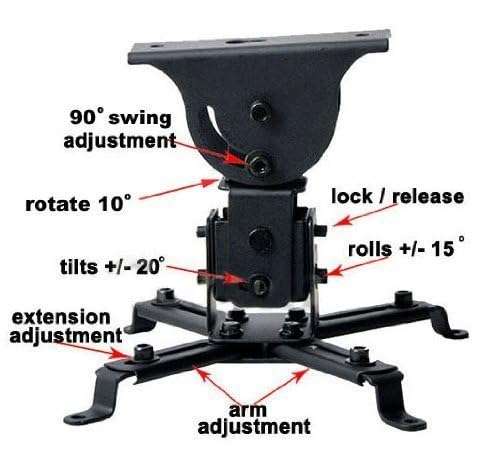 VideoSecu Flat Vaulted Ceiling Projector Mount LCD DLP Bracket with Adjustable Height Rotating Swivel Arm One Piece PJ2B 1C9 5