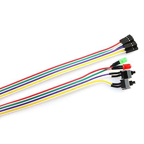 RuiLing 1-Pack ATX Case Front Power Button PC Power Switch Lead with White Green LED Light SW Re-Starting Switch Desktop Computer Power Supply Reset HDD Switch Cable 2