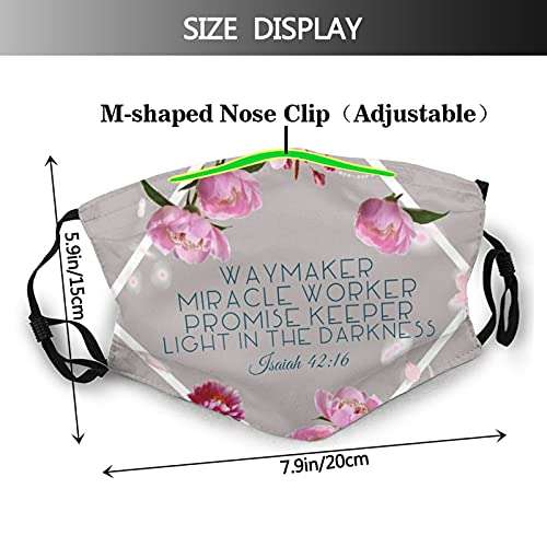 LAIPUTER Jesus Waymaker Miracle Worker Promise Keeper Isaiah Face Mask With 2 Filters Reusable Breathable Adjustable Anti-Dust Wind Sun-Proof Fashion Balaclava For Women Men 2