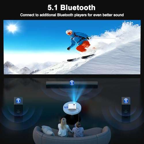 Smart Projector, HOMPOW UHD 4K Projector with WiFi and Bluetooth, Built-in Streaming System Outdoor Projector, Home Cinema Projector for iOS/Android 6