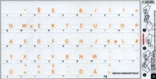 German Decals for Keyboard Work with Apple Orange Lettering Transparent Background for Desktop, Laptop and Notebook 3
