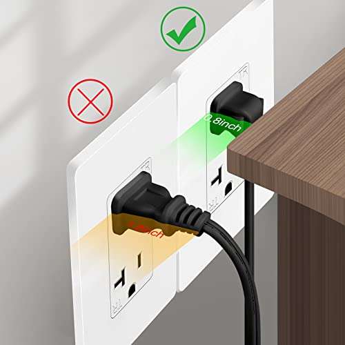 VSEER 1.5FT SPT-2 18 AWG Angled 2-Slot Non-Polarized Angle Figure 8 Power Cord (IEC320 C7 to Nema 1-15P), Black (1.5FT) 5