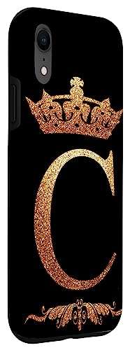 Crown Phone Case Initial C alphabet mobile cover Letter C Case for iPhone XR 3