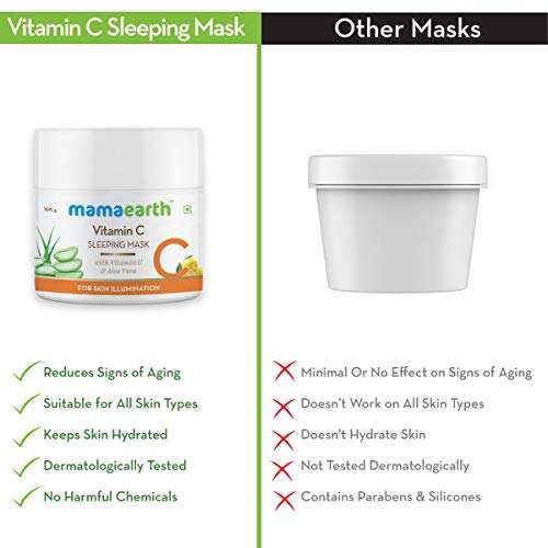 Mamaearth Vitamin C Sleeping Face Mask | Overnight Restorative Night Time Skincare | Hydrating Cream-Gel Mask for Radiant Skin | No Paraben | 3.53 Oz (100g) 5