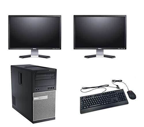 Dell 7010 Tower i5 3470 16GB 2TB DVD Win 10 Pro Bundle Dual 22" LCD (Renewed) 5