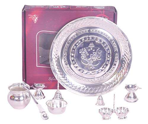 9 pcs Silver Polished Puja Set 3
