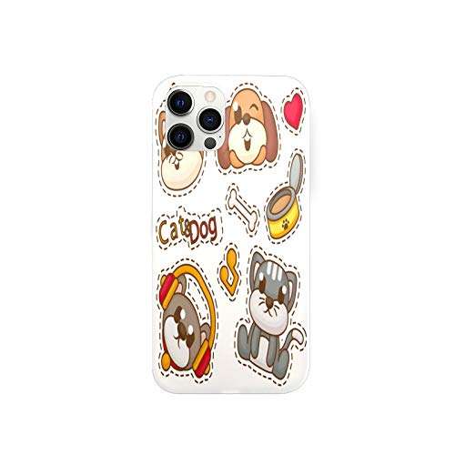 Soft Silicone Phone Case Cat Dog Sticker Cartoon Case Cell Mobile Shell Back Cover Soft Transparent Case Matte Texture for iPhone 12 Pro Max 1