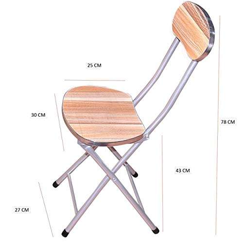 bi3 Multipurpose Folding Chair Wooden Seat Foldable Metal Leg with Back Support 2