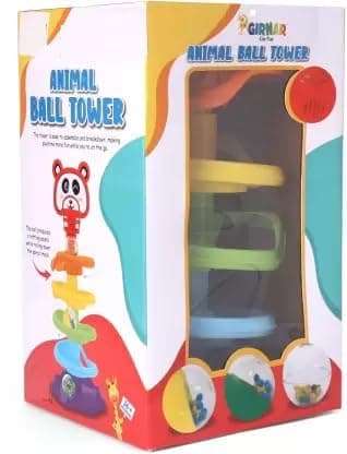 TOYXIITY MALL Animal Ball Tower Toy 5 Layer Ball Drop and Roll Swirling Tower for Baby, Stacking Balls with Spiral Track (Medium) Multicolour + Free Assured Gift Inside 1