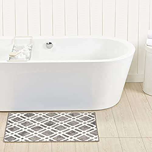 95 Threads Micro Knitted Bath/Trellis Soft Microfiber Fast Dry Water Absorbent Anti-Slip Bathmats Floormat Bathroom Rugs for Home & Hotel (Grey 17x24 Inch 1