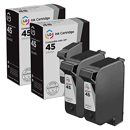 LD Products Remanufactured HP 45 51645A Ink Cartridge Replacements for PhotoSmart: 1000 1100 1100xi 1115 1115cvr 1215 1215vm 1218 1218xi 1315 1315vm P1000 P1000xi P1100 P1100xi P2100 (Black 2-Pack) 1