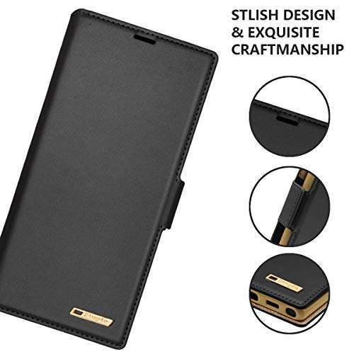 Galaxy Note 10 Case, Samsung Note 10 Wallet Case, Fingic PU Leather Flip Wallet Case with Kickstand Card Holders ID Slots Magnetic Feature Shockproof Protective Cover Samsung Galaxy Note 10 6.3",Black 5