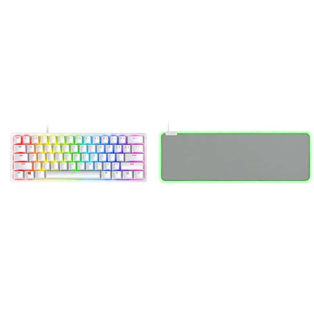 Razer Huntsman Mini 60% Gaming Keyboard + Goliathus Extended Chroma Bundle: Linear Optical Switches - Mercury White