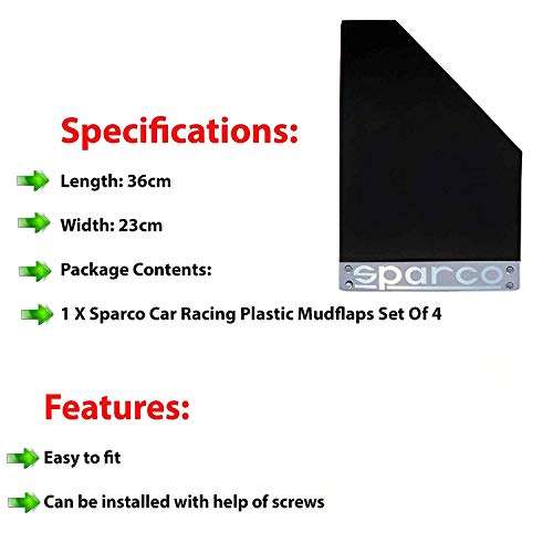 Vocado Black Sparco Car Plastic Mud Flap for Gypsy King (Set of 4) 4