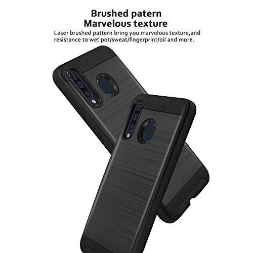 TJS Phone Case Compatible with Samsung Galaxy A10E 5.8" (Not Fit Galaxy A10/M10), Hybrid Shockproof Metallic Brush Finish Hard Inner Layer (Blue) 5